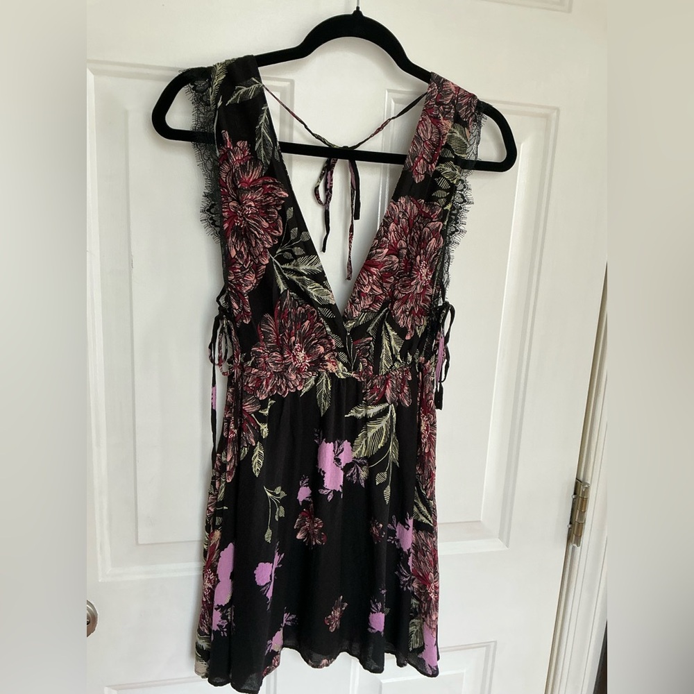 Free People Marnie Babydoll Floral Print Mini Dress Backless Beachy Boho Size S - Picture 14 of 15